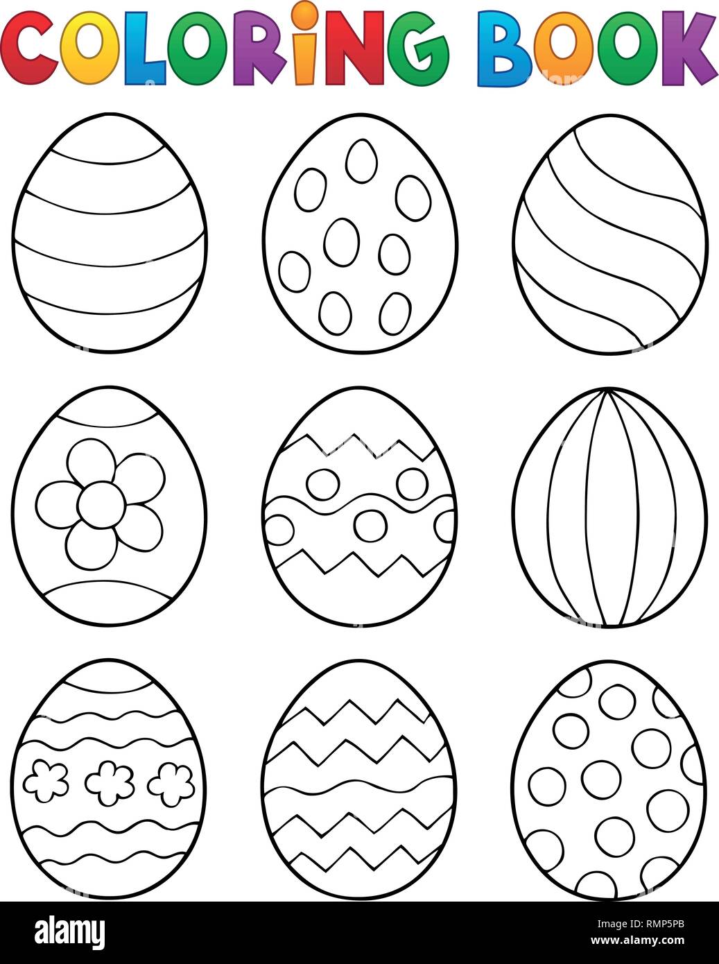Download Coloring Book Easter Eggs Theme 2 Eps10 Vector Illustration Stock Vector Image Art Alamy
