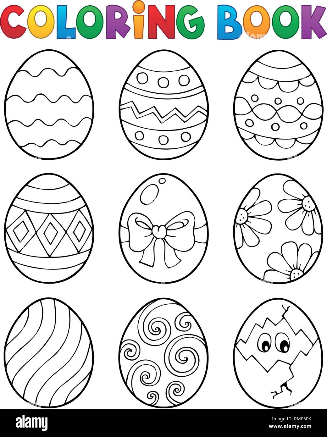 Download Coloring Book Easter Eggs Theme 3 Eps10 Vector Illustration Stock Vector Image Art Alamy