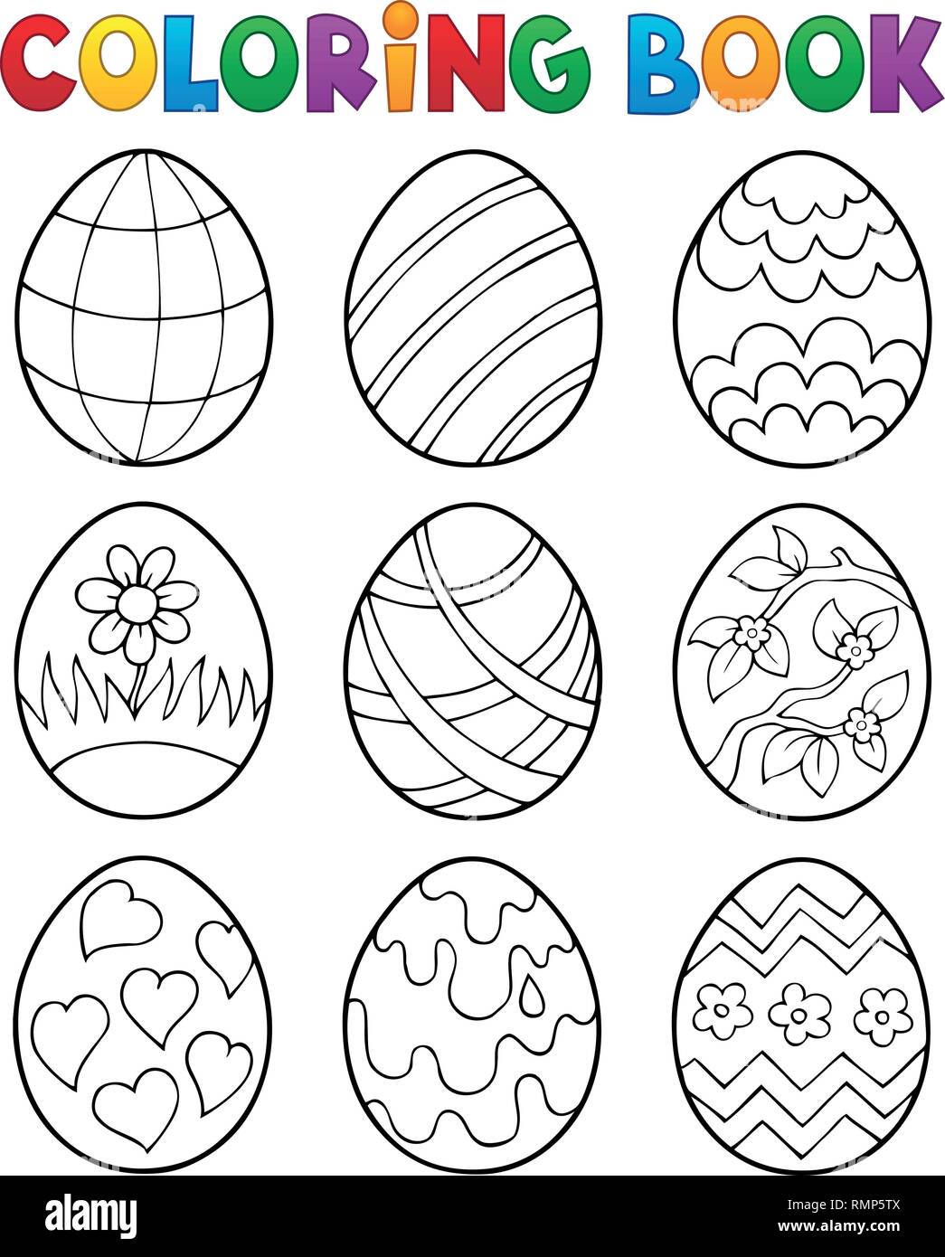 Download Coloring Book Easter Eggs Theme 4 Eps10 Vector Illustration Stock Vector Image Art Alamy