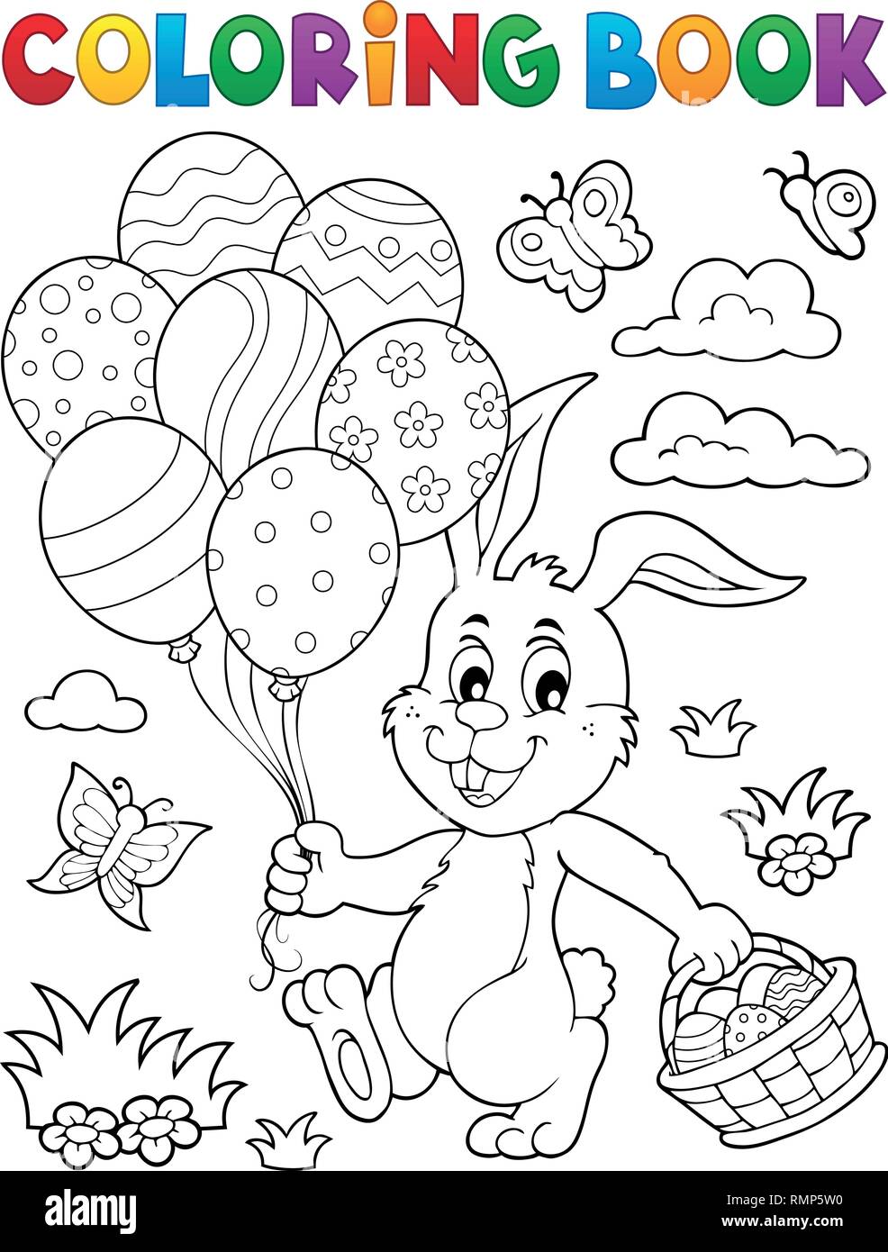 Coloring book Easter rabbit topic 2 - eps10 vector illustration Stock ...