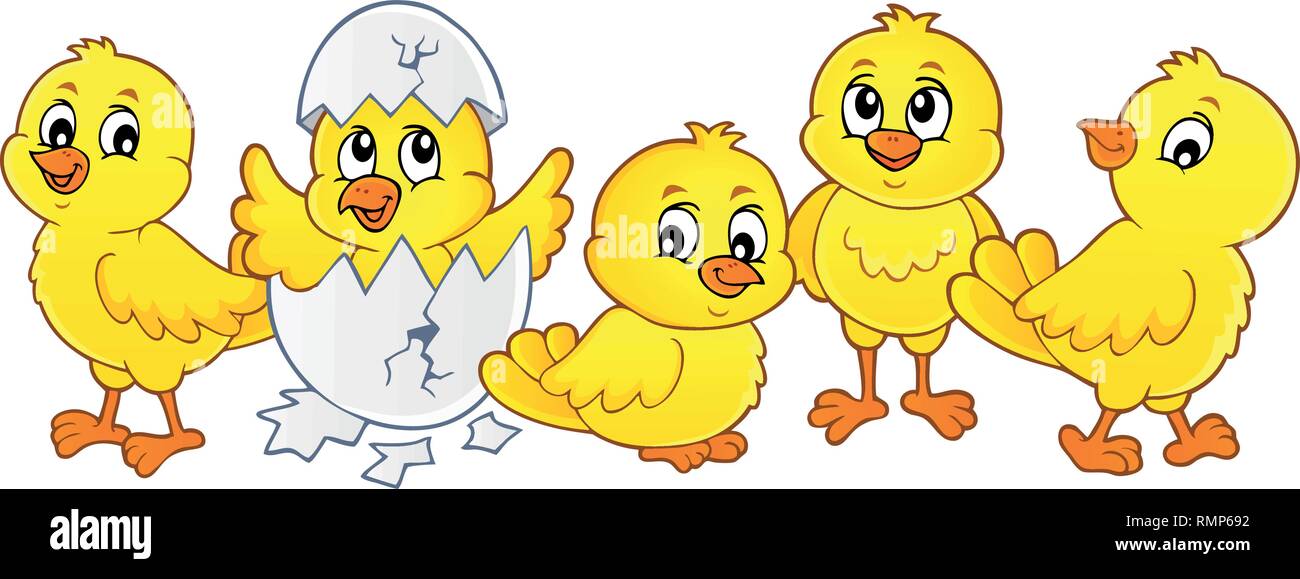 Cute chickens topic image 1 - eps10 vector illustration. Stock Vector