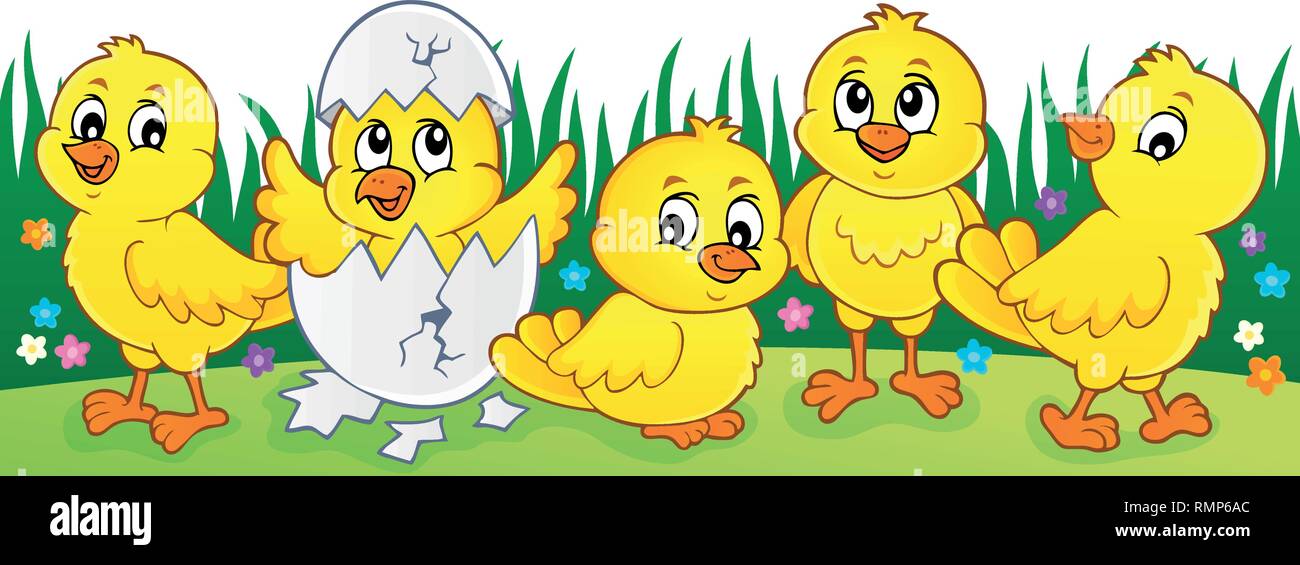 Cute chickens topic image 2 - eps10 vector illustration. Stock Vector