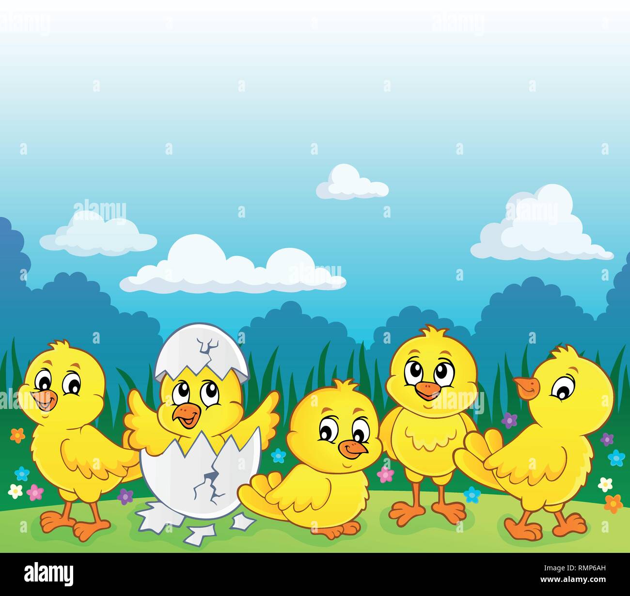 Cute chickens topic image 3 - eps10 vector illustration. Stock Vector