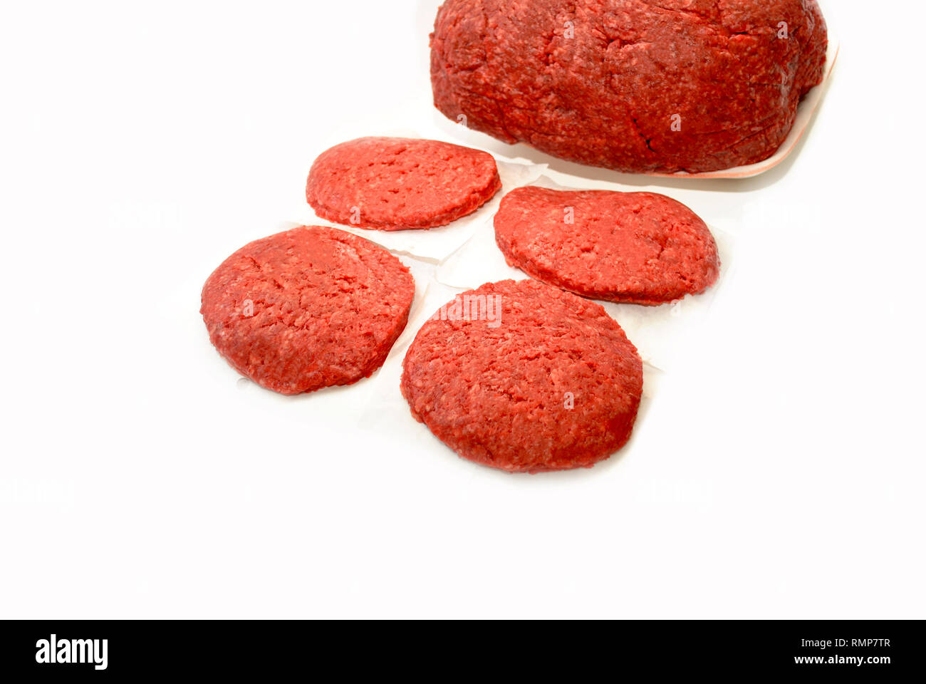 Raw Ground Beef Isolated on White Stock Photo