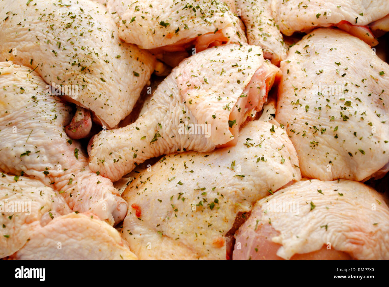 Chicken Legs & Thighs with Spices Stock Photo Alamy