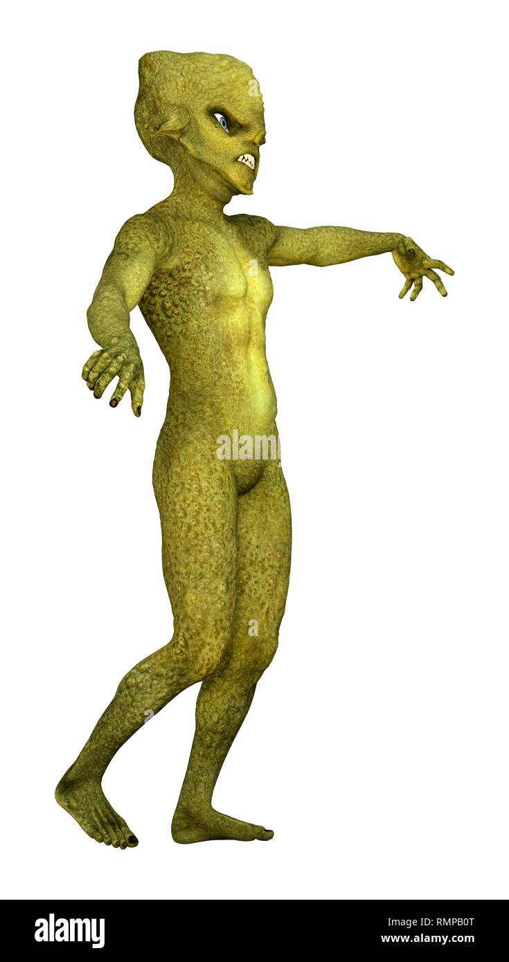 3D rendering of a green alien isolated on white background Stock Photo ...