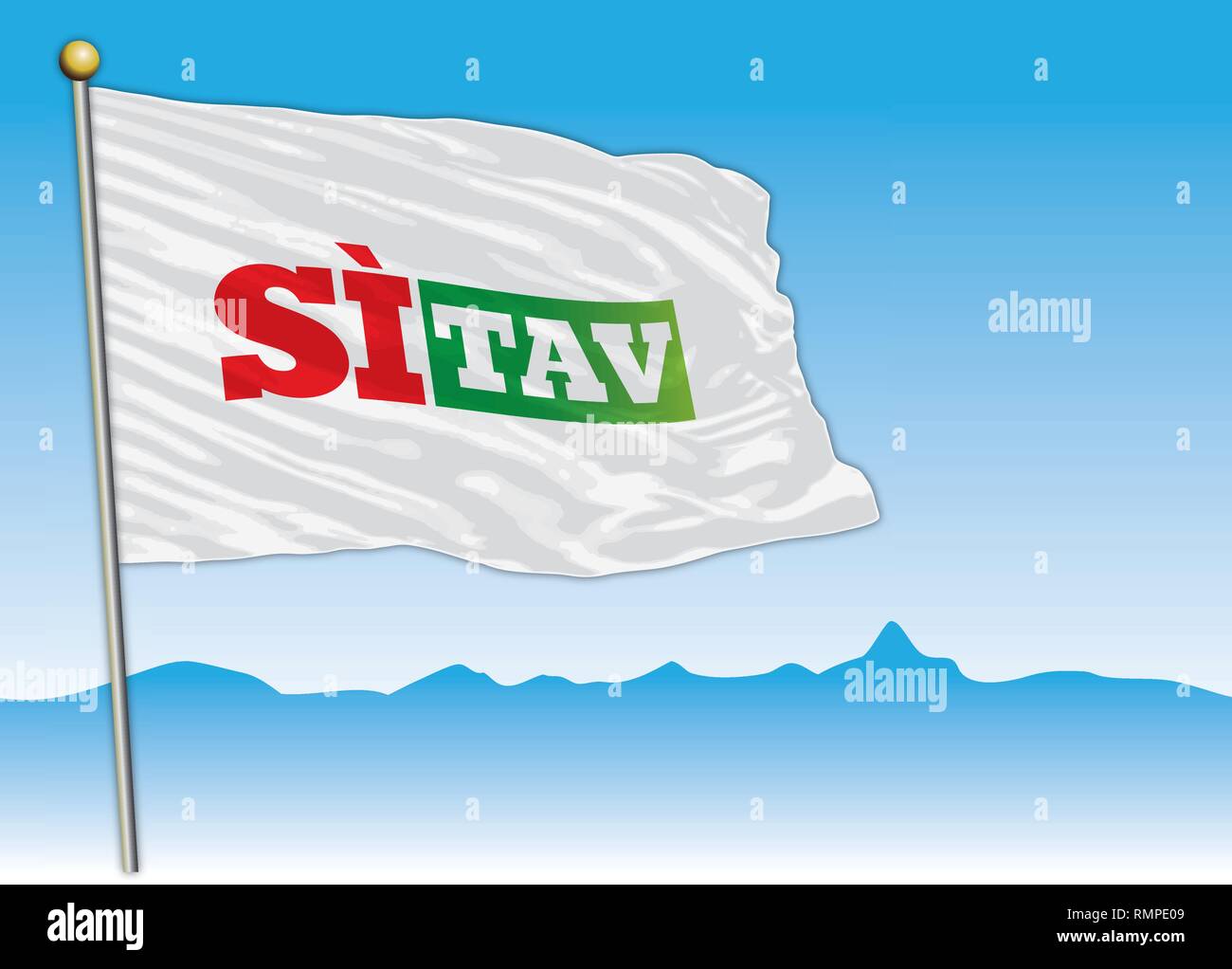 Si Tav movement flag, Italy, vector illustration Stock Vector