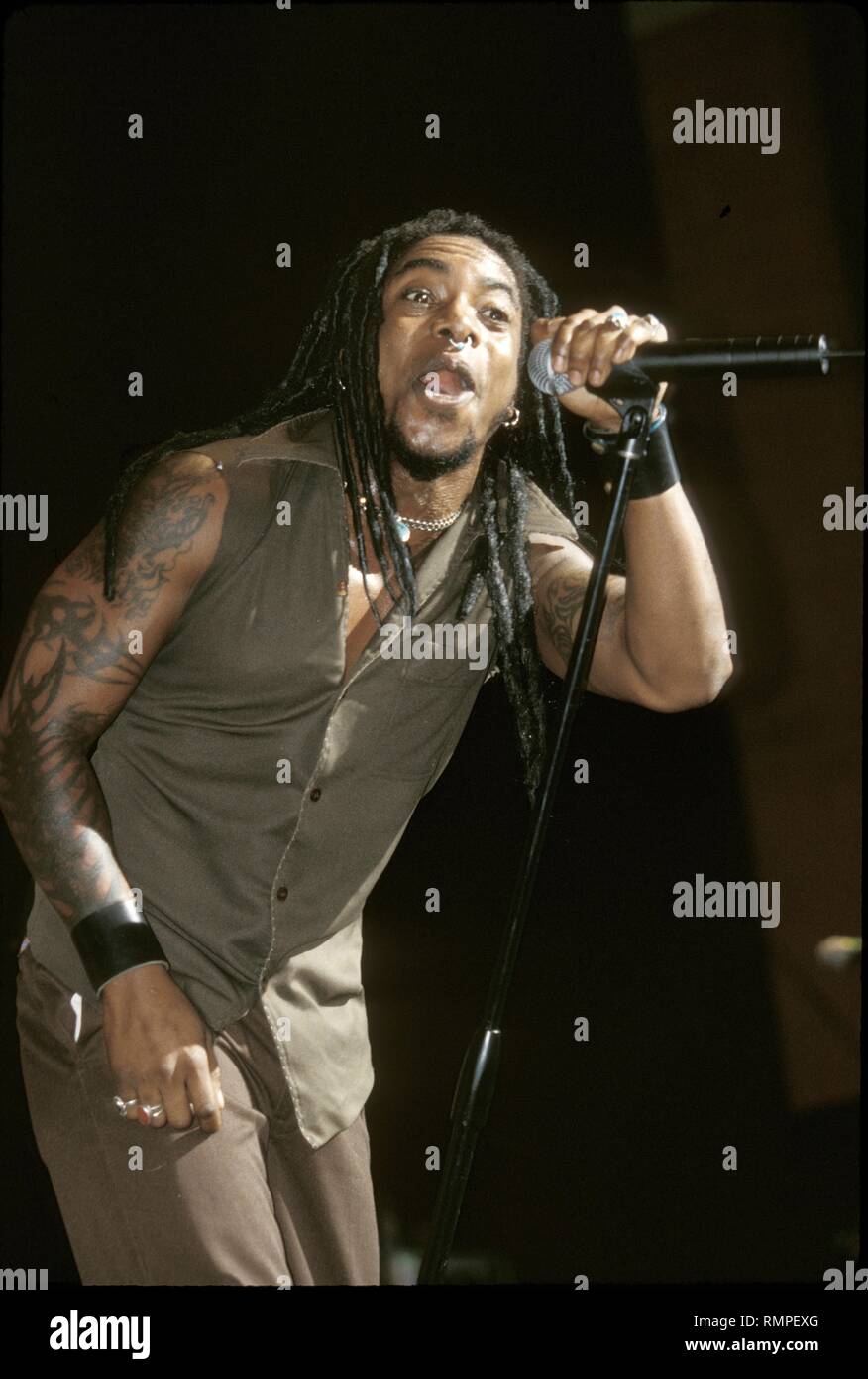 Singer Lajon Witherspoon of the hard rock band Sevendust is shown