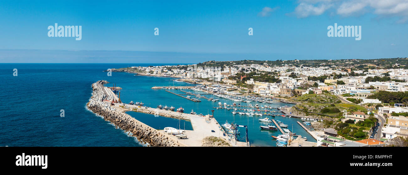 Panoramic view of Santa Maria di Leuca, Marina di Leuca and Punta Ristola, Apulia, Italy Stock Photo