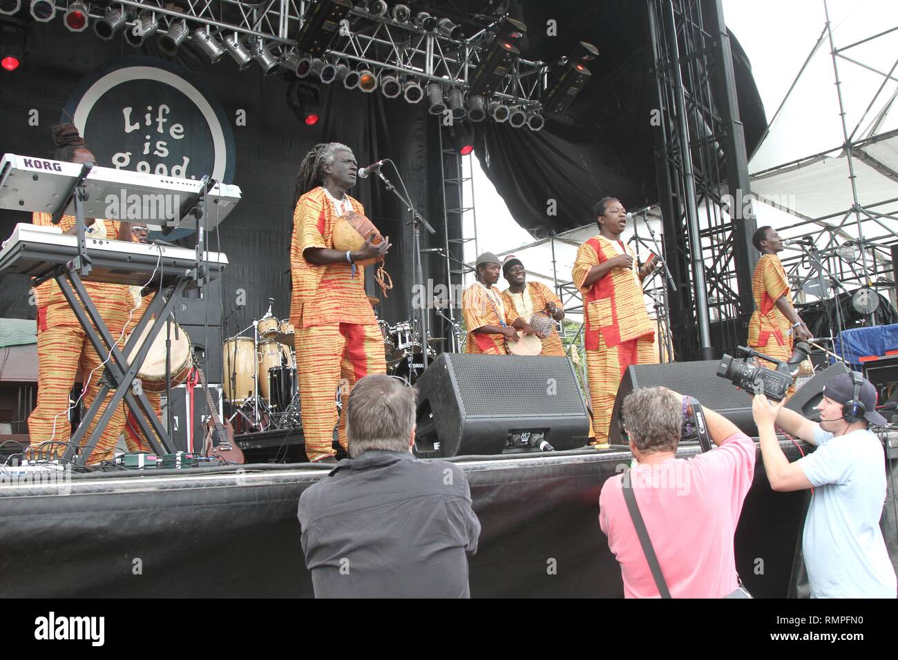 Band members of the Sierra Leone's Refugee All Stars are shown