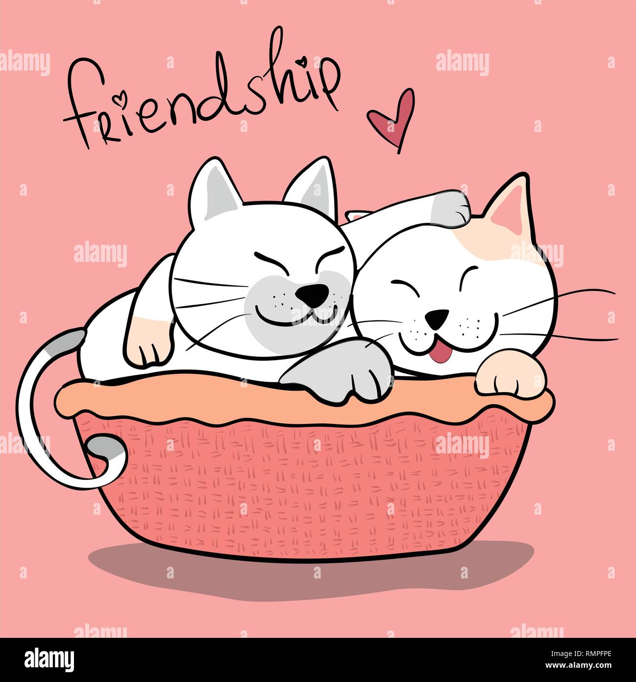 Cute cuddling cats matching profile picture for couple or friends