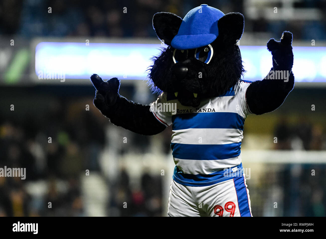 London, UK. 15th Feb, 2019. The mascot of QPR during the The FA Cup 5th Round match between Queens Park Rangers and Watford at the Loftus Road Stadium, London, England on 15 February 2019. Photo by Adamo Di Loreto. Editorial use only, license required for commercial use. No use in betting, games or a single club/league/player publications. Credit: UK Sports Pics Ltd/Alamy Live News Stock Photo