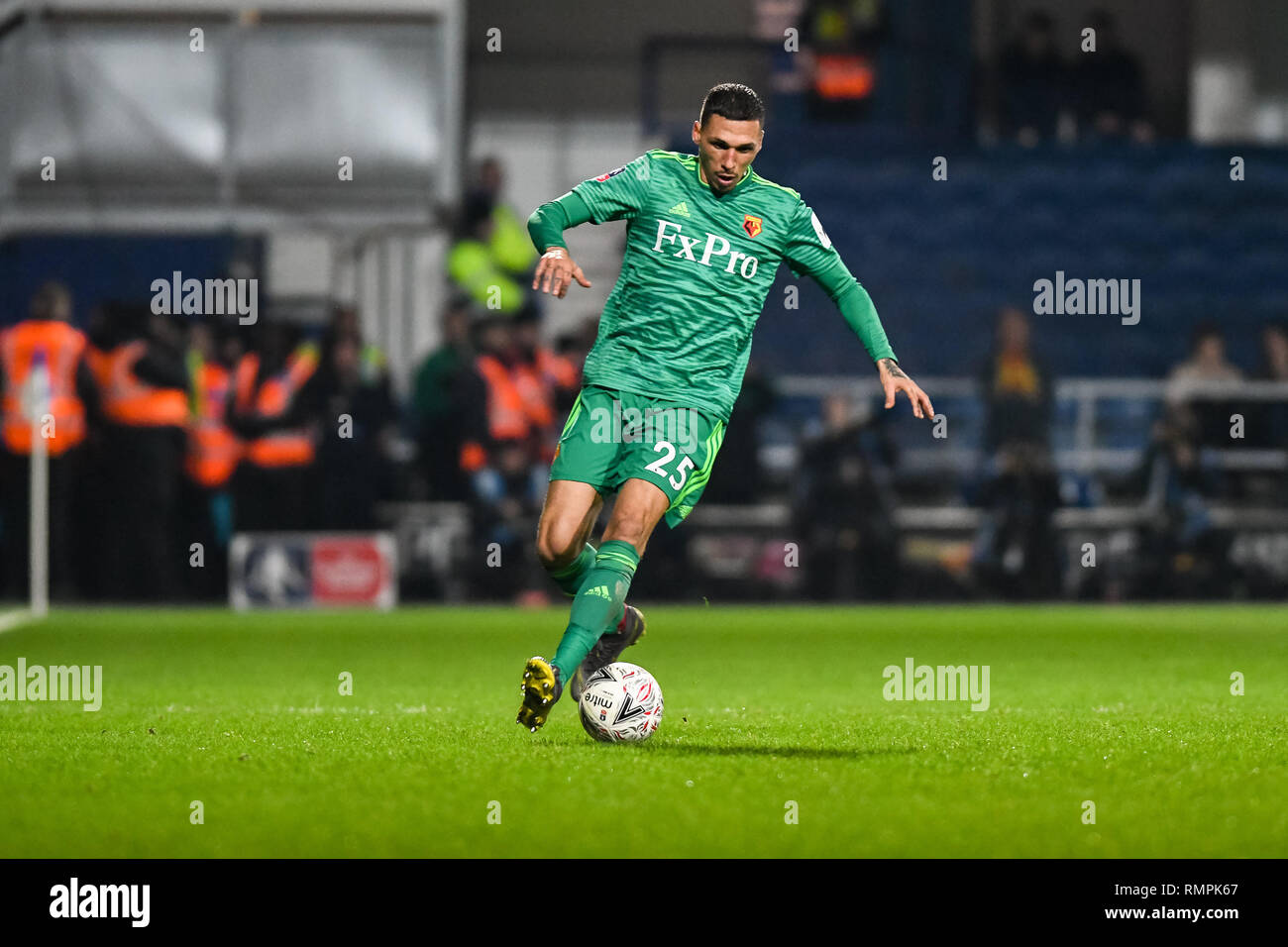 London, UK. 15th Feb, 2019. JosŽ Holebas of Watford during the The FA Cup 5th Round match between Queens Park Rangers and Watford at the Loftus Road Stadium, London, England on 15 February 2019. Photo by Adamo Di Loreto. Editorial use only, license required for commercial use. No use in betting, games or a single club/league/player publications. Credit: UK Sports Pics Ltd/Alamy Live News Stock Photo