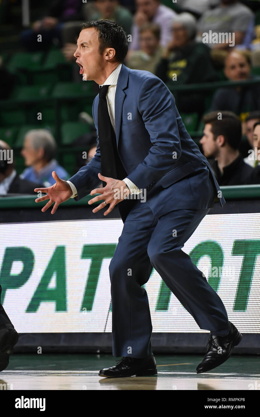 Fairfax, Virginia, USA. 13th Feb, 2019. University of Massachusetts Head Coach MATT MCCALL in action during Fairfax, Virginia, USA. 13th Feb, 2019. University of Massachusetts Head Coach MATT MCCALL in action during