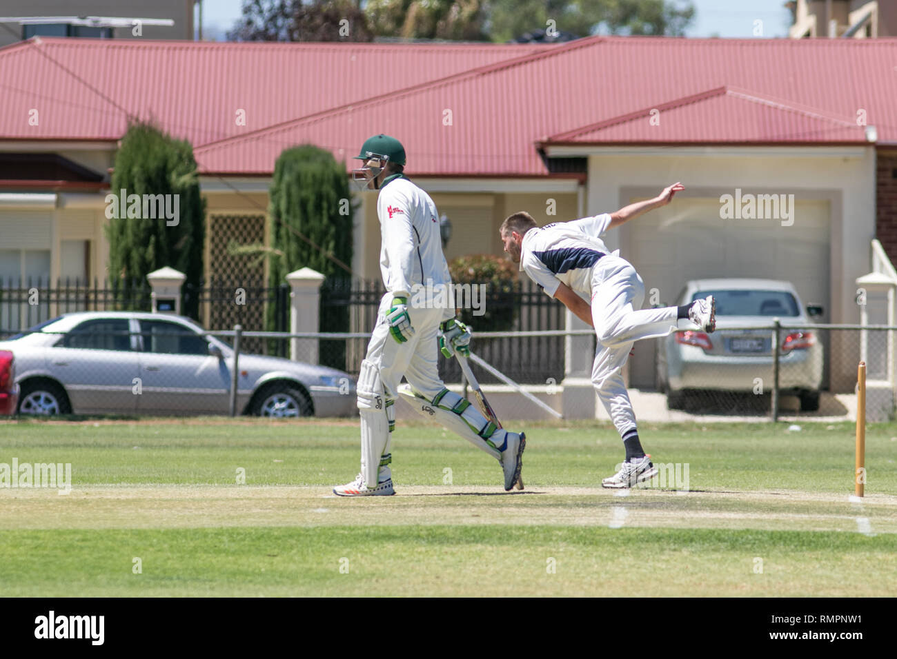 Adelaide, Australia. 16th Feb, 2019. An Associationl Cricket match between Woodville Rechabites Cricket club and Pooraka Mighty Bulls being played at the Matheson Reserve Adelaide on a hot saturday afternoon with temperatures of 29 degrees celsius Credit: amer ghazzal/Alamy Live News Stock Photo
