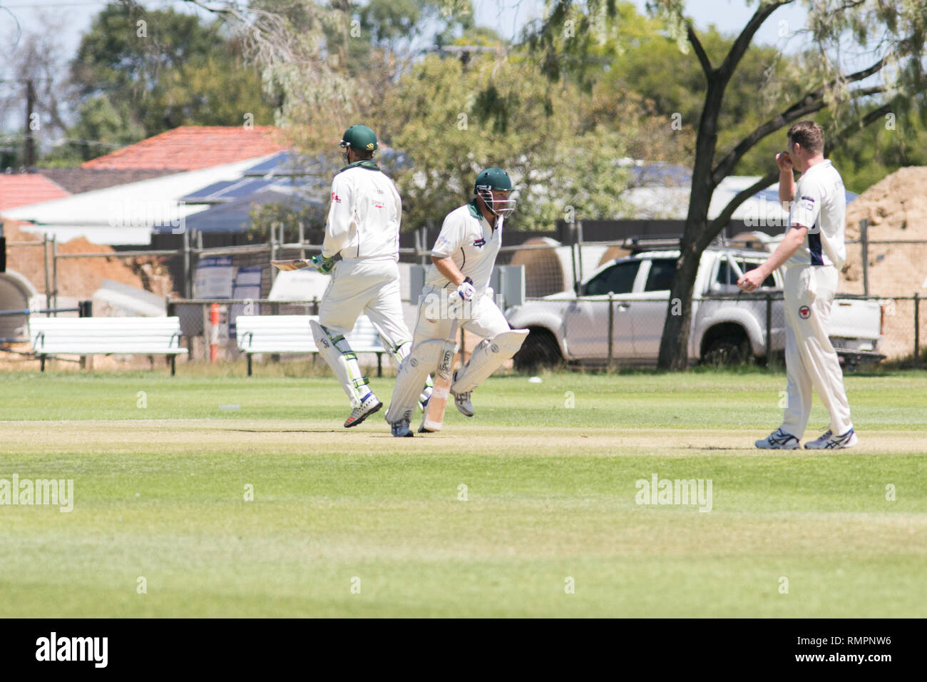Adelaide, Australia. 16th Feb, 2019. An Association  Cricket match between Woodville Rechabites Cricket club and Pooraka Mighty Bulls being played at the Matheson Reserve Adelaide on a hot saturday afternoon with temperatures of 29 degrees celsius Credit: amer ghazzal/Alamy Live News Stock Photo