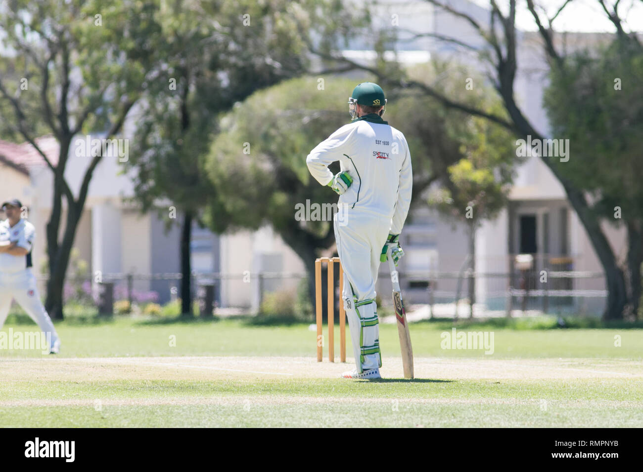 Adelaide, Australia. 16th Feb, 2019. An Association l Cricket match between Woodville Rechabites Cricket club and Pooraka Mighty Bulls being played at the Matheson Reserve Adelaide on a hot saturday afternoon with temperatures of 29 degrees celsius Credit: amer ghazzal/Alamy Live News Stock Photo