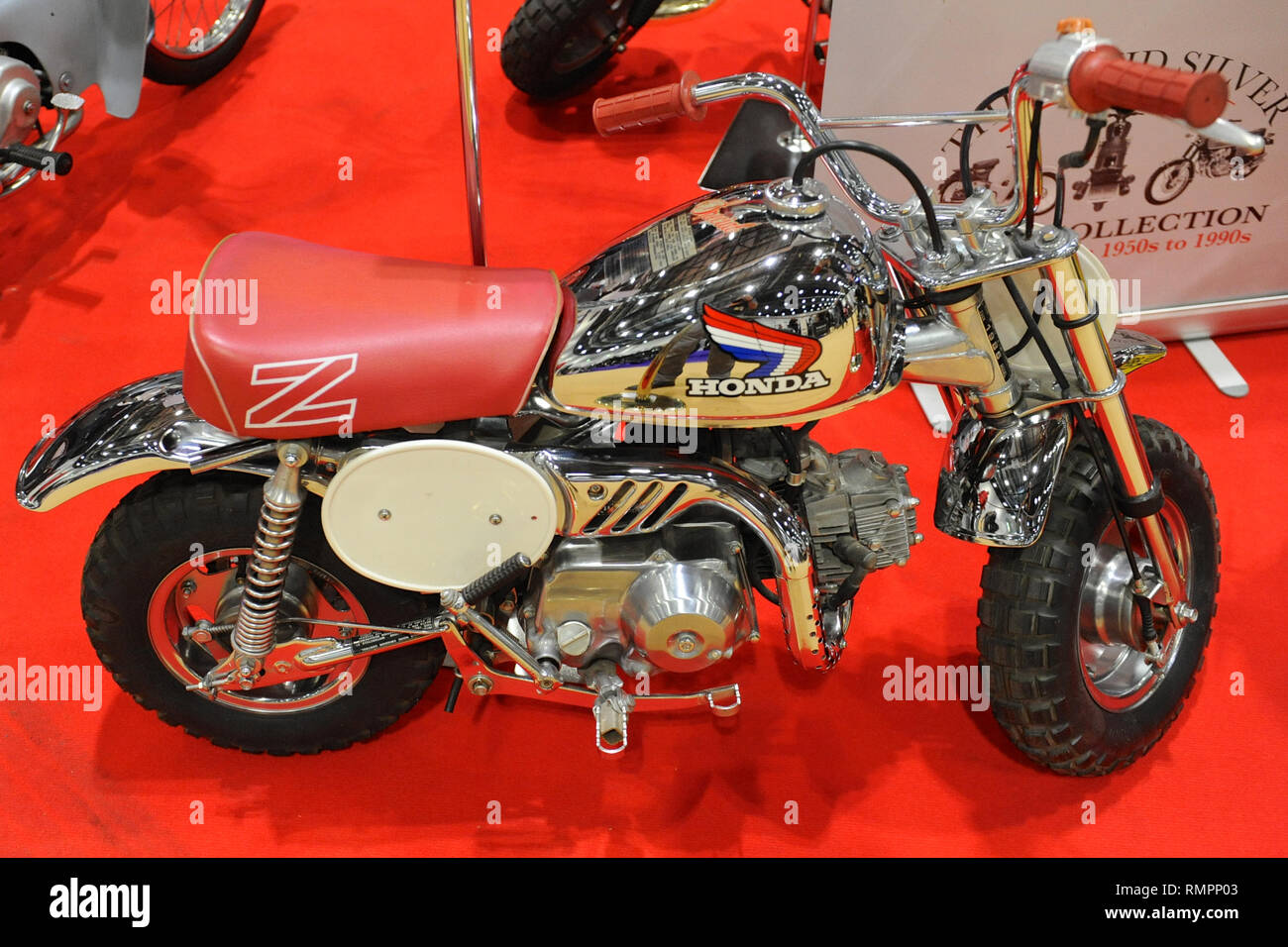 London, UK. 15th Feb, 2019. A Honda Z50 Mini Trail motorbike on display at  the Carole Nash MCN London Motorcycle Show which is taking place at ExCel  London, United Kingdom. The show