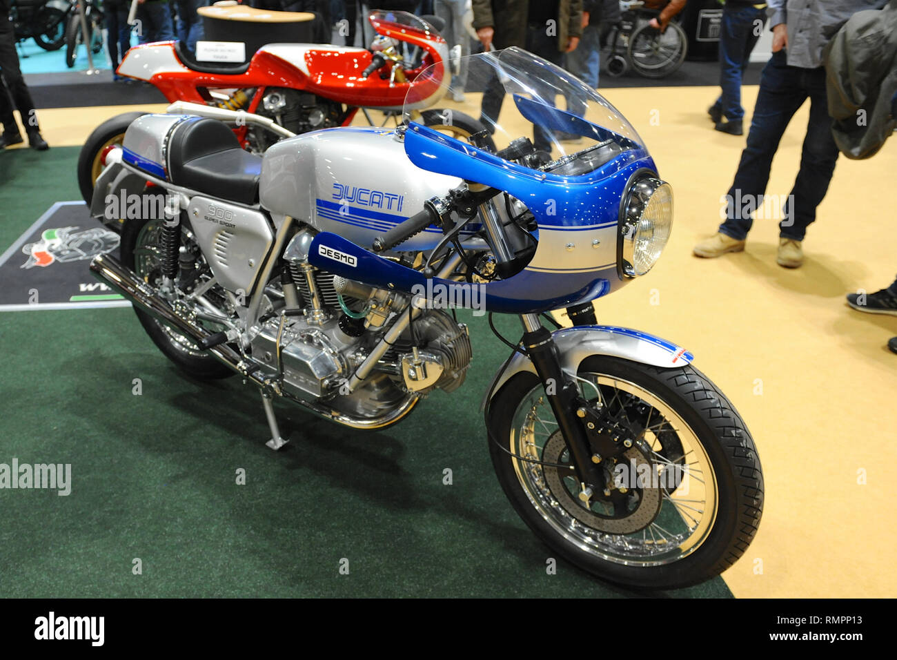 London, UK. 15th Feb, 2019. A vintage Ducati 900cc Supersport motorbike on display at the Carole Nash MCN London Motorcycle Show which is taking place at ExCel London, United Kingdom.  The show features a vast variety of wheeled transport from motorbikes, scooters and superbikes to customised one-off choppers from the world’s top motorcycle manufacturers, Around 40,000 fans are expected to visit the show, ranging from two wheel enthusiasts to baby boomer, born again bikers looking for their ultimate motorcycle for a dream roadtrip. Credit: Michael Preston/Alamy Live News Stock Photo
