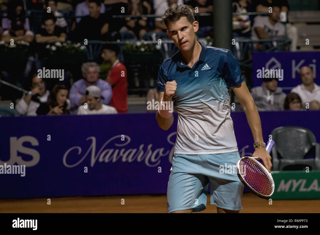 Buenos Aires, Federal Capital, Argentina. 15th Feb, 2019. The Austrian Dominic Thiem is in the semifinals of the Argentina Open 2019 after beating the Uruguayan player Pablo Cuevas 4-6; 6-4; 6-3. The favorite to take the trophy of the tournament will have to face the Argentine Diego Schwartzman who in turn defeated the Spanish Albert Ramos ViÃ±ola 6-1; 7-5. Credit: Roberto Almeida Aveledo/ZUMA Wire/Alamy Live News Stock Photo