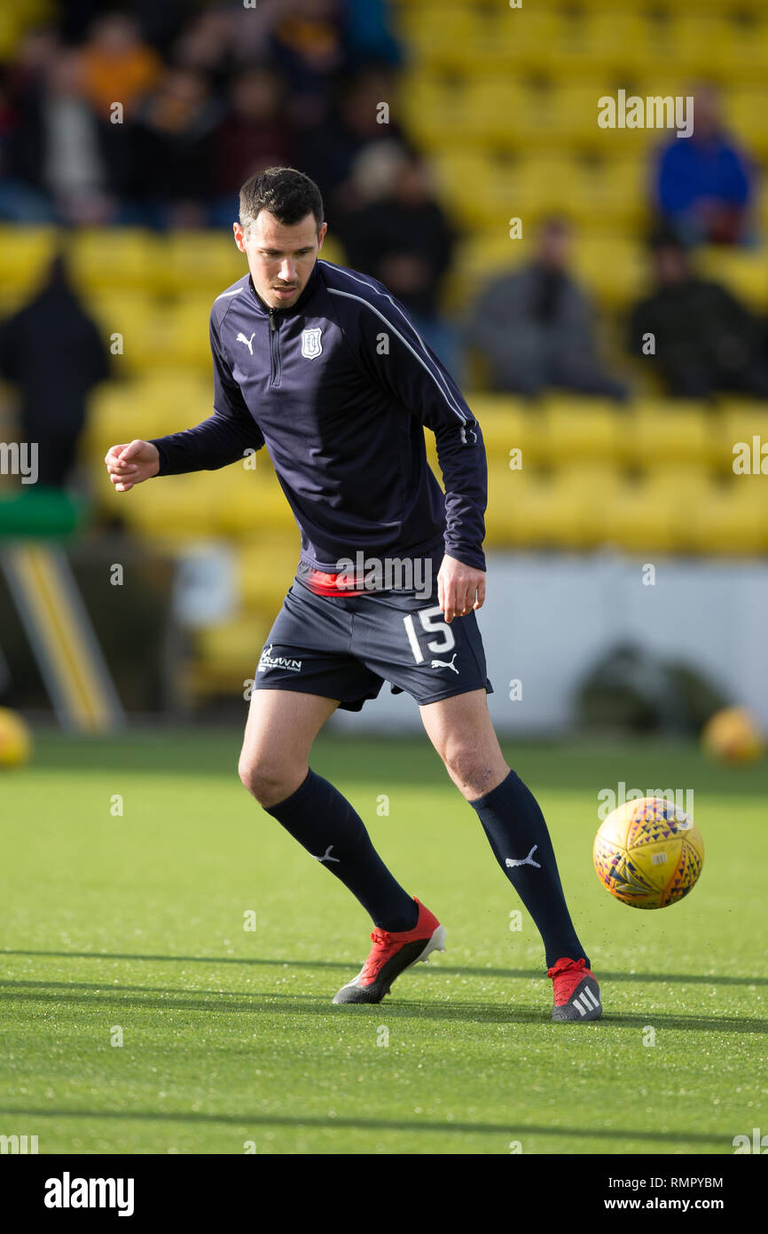 Tony Macaroni Arena, Livingston, UK. 16th Feb, 2019. Ladbrokes Premiership football, Livingston versus Dundee; Ryan McGowan of Dundee during the warm up before the match Credit: Action Plus Sports/Alamy Live News Stock Photo