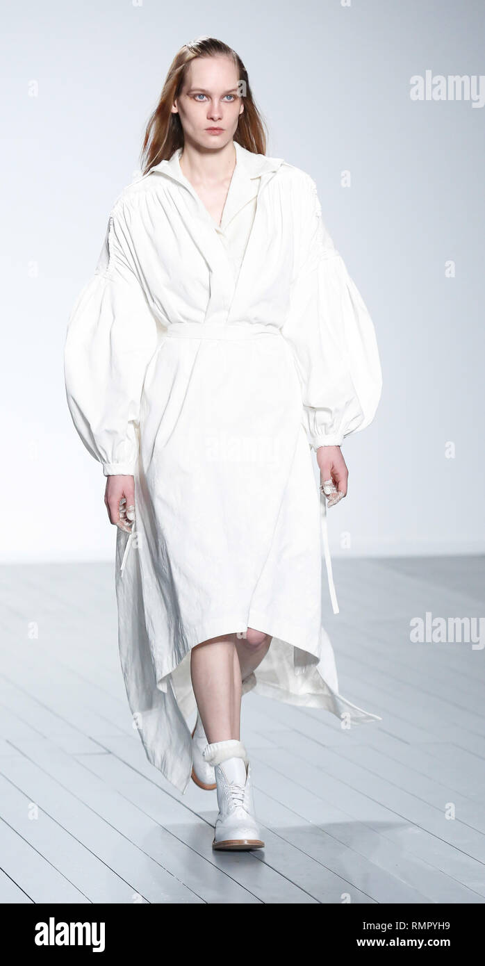 London, UK. 16th February 2019. Models walk the runway at the ASSAI show during London Fashion Week February 2019 at the BFC Show Space on February 15, 2019 in London, England. Credit: Michal Busko/Alamy Live News Stock Photo