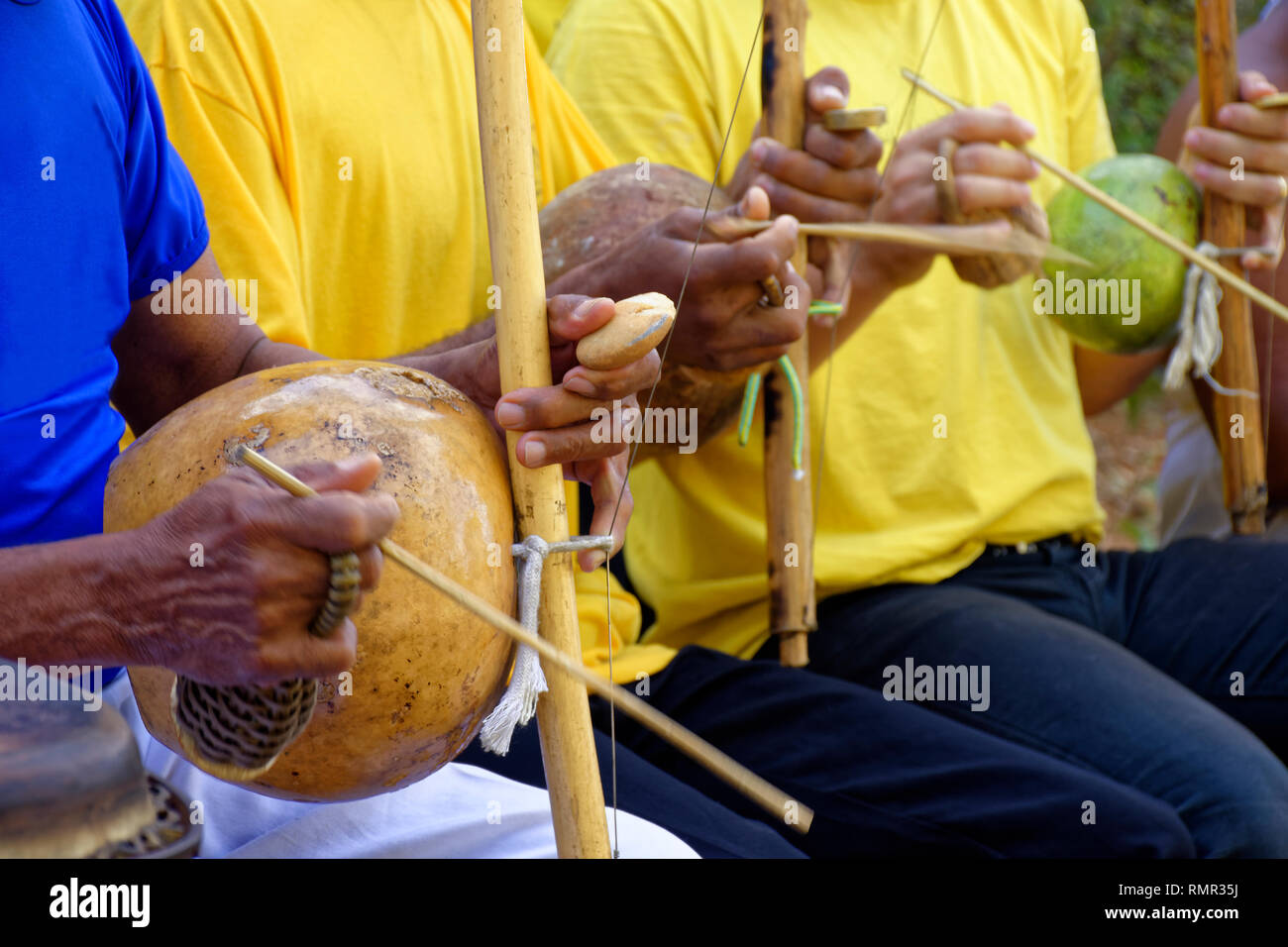 Brazilian musical instrument called berimbau and usually used during