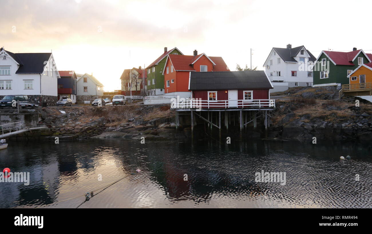 Traditional Norwegian Houses on the Ocean side, Norway Stock Photo - Alamy