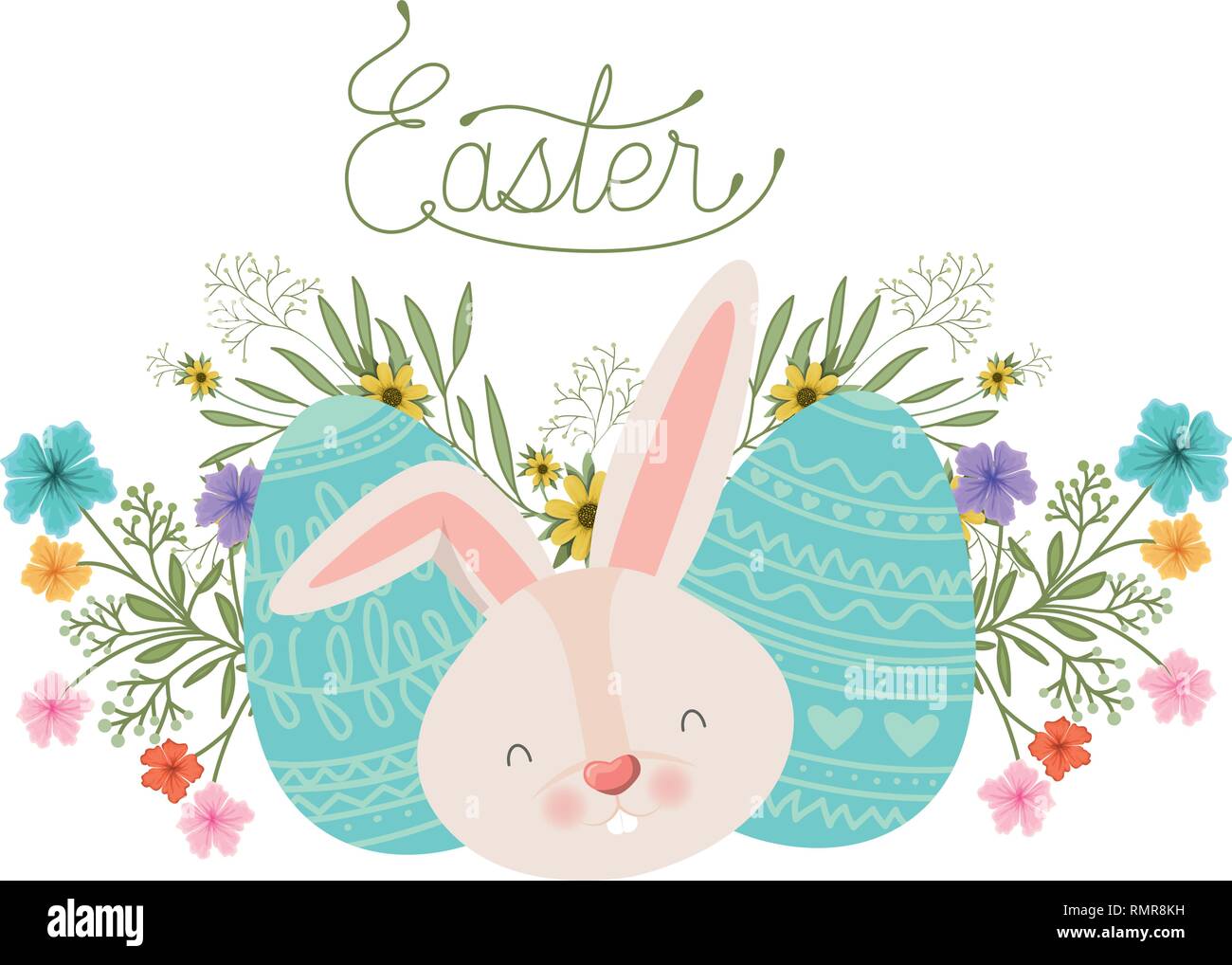 easter label with eggs and flowers icon Stock Vector Image & Art - Alamy