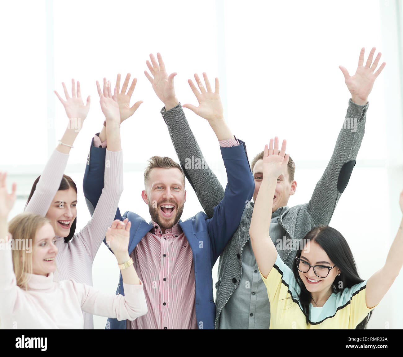 portrait of a group of happy young people Stock Photo - Alamy