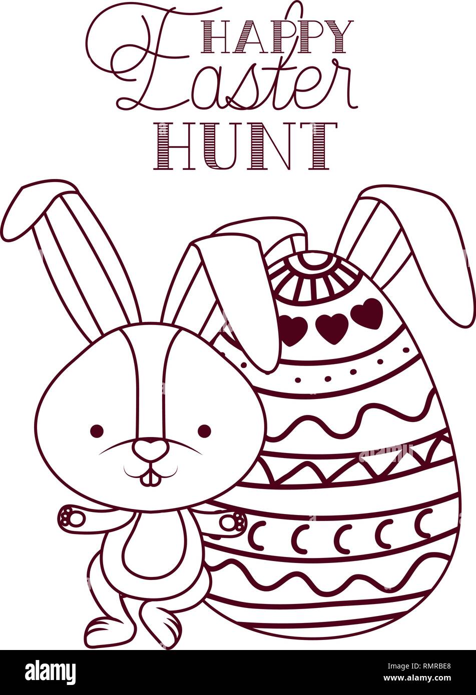 happy easter hunt label with rabbit icon Stock Vector Image & Art - Alamy