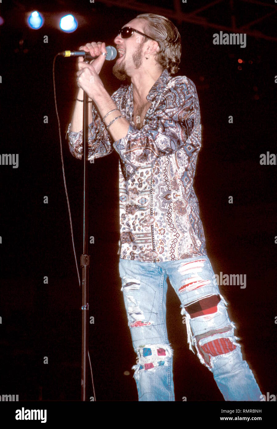 Alice In Chains vocalist Layne Staley is shown performing 'live' in concert. Stock Photo