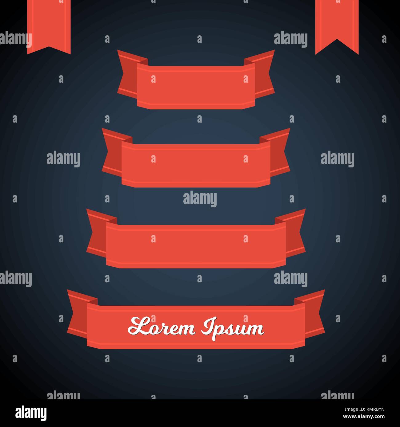 Red flat ribbon banners hi-res stock photography and images - Alamy