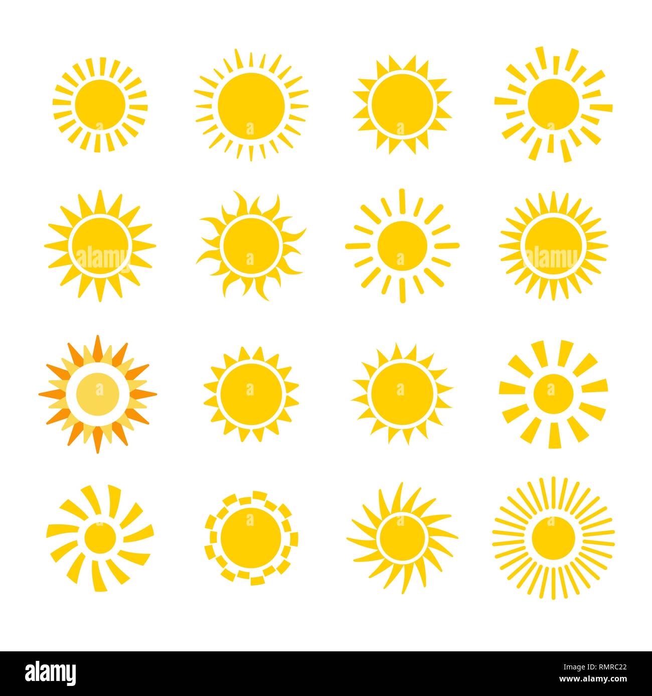 sun flat vector icon set on white background Stock Vector Image & Art ...