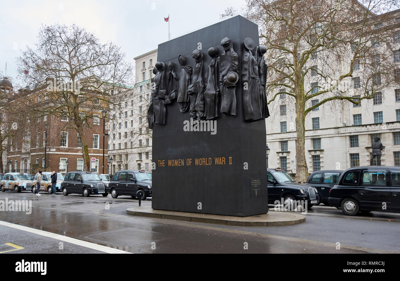 LONDON WHITEHALL THE LARGE MEMORIAL TO THE WOMEN OF WORLD WAR TWO Stock Photo