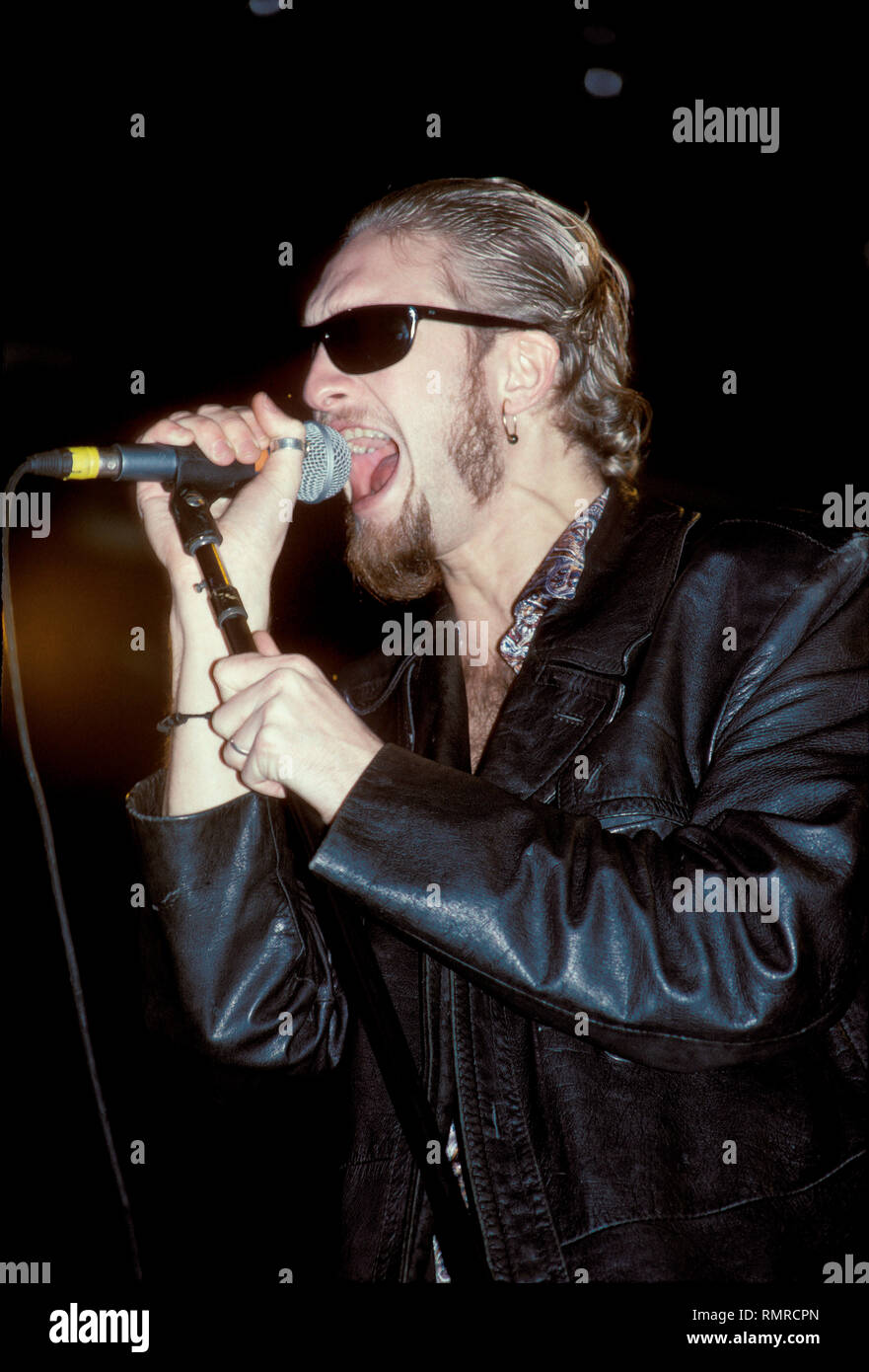 Alice In Chains vocalist Layne Staley is shown performing "live" in concert Stock Photo Alamy