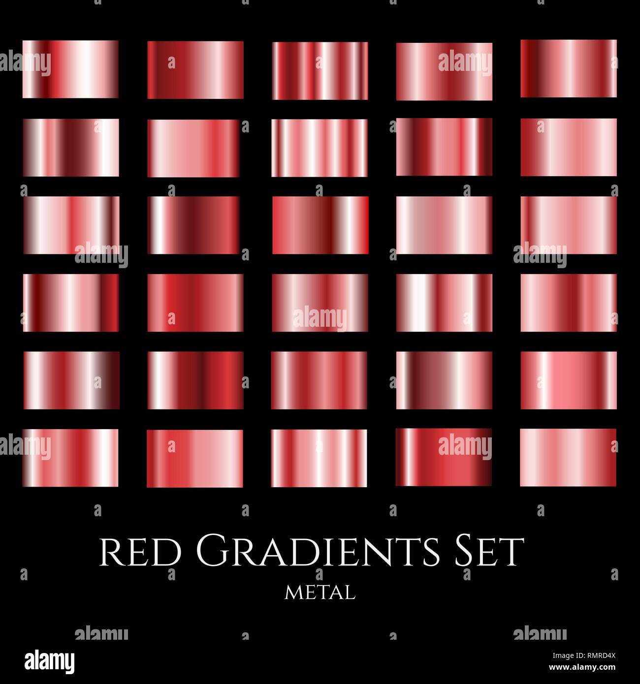 Vector Set Of Red Metal Gradients Collection Of Gradation Swatches