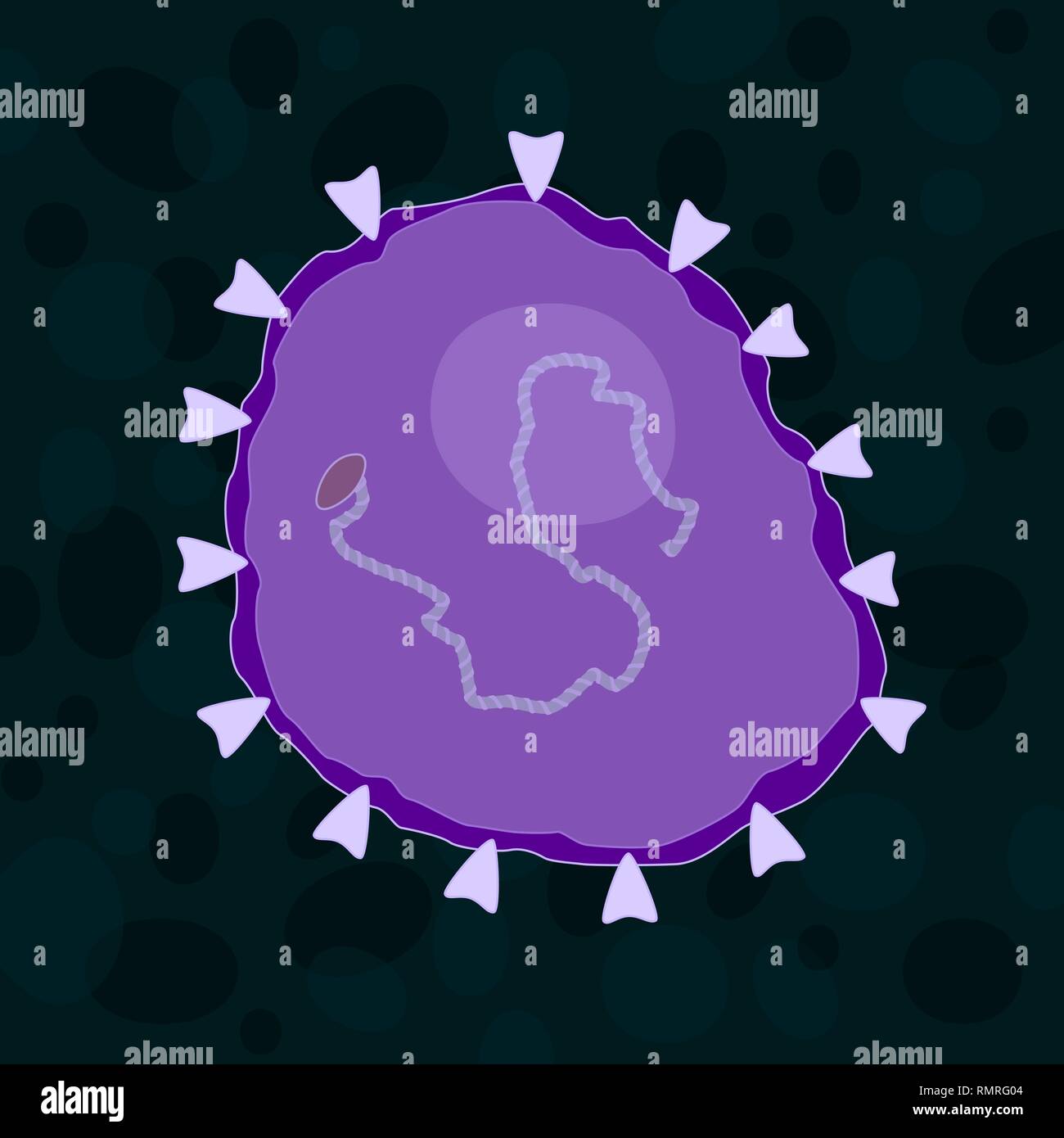 Nidovirales virus on dark background, vector illustration Stock Vector