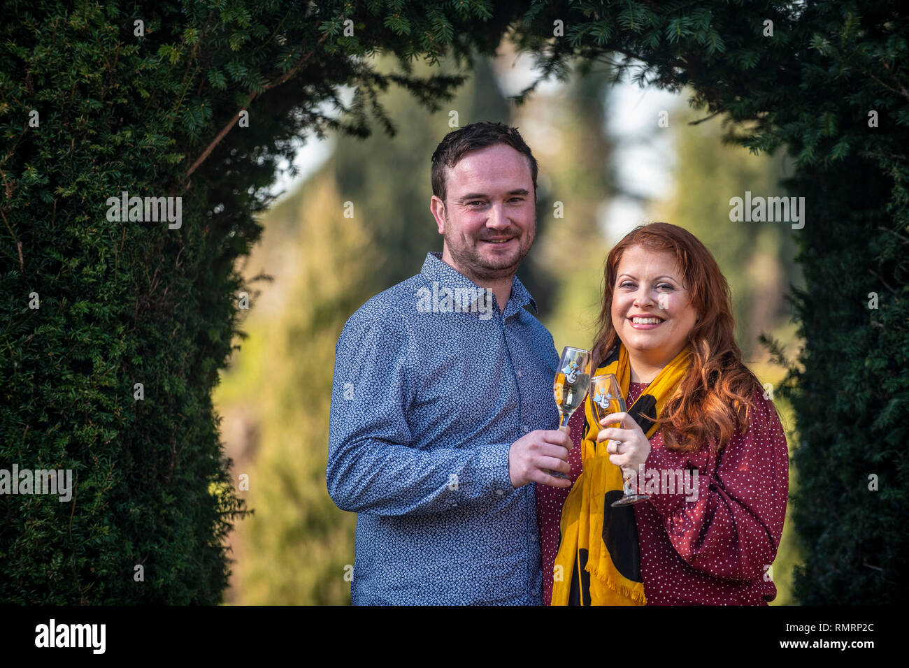 Andrew Symes and Natalie Metcalf who won £1M on the EuroMillions draw on Friday 1st February, then welcomed new daughter Poppy a couple of days later. Stock Photo