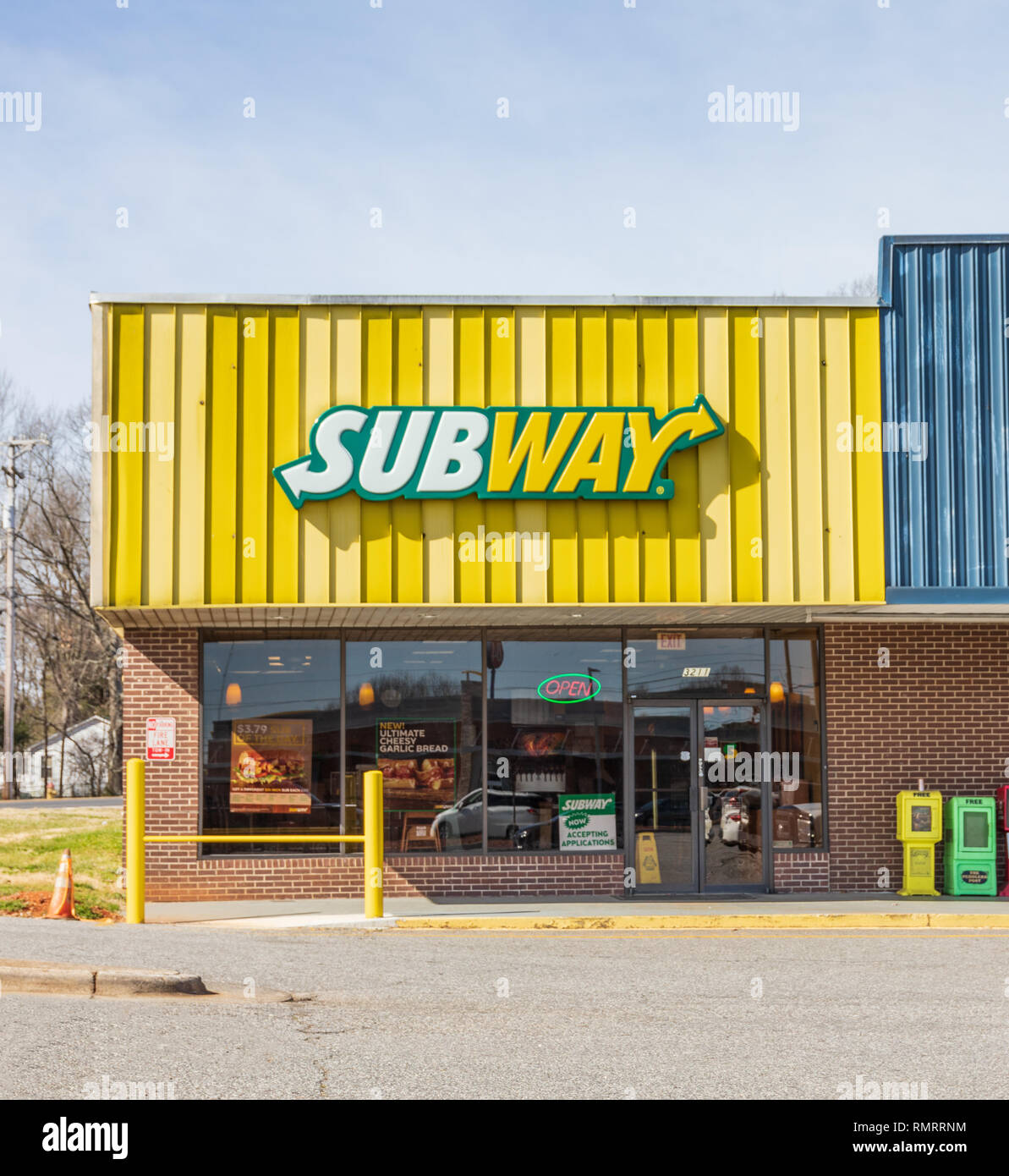 STATESVILLE, NC, USA-2/14/19:  Subway is a American fast food restaurant franchise, specializing in submarine sandwiches. Stock Photo