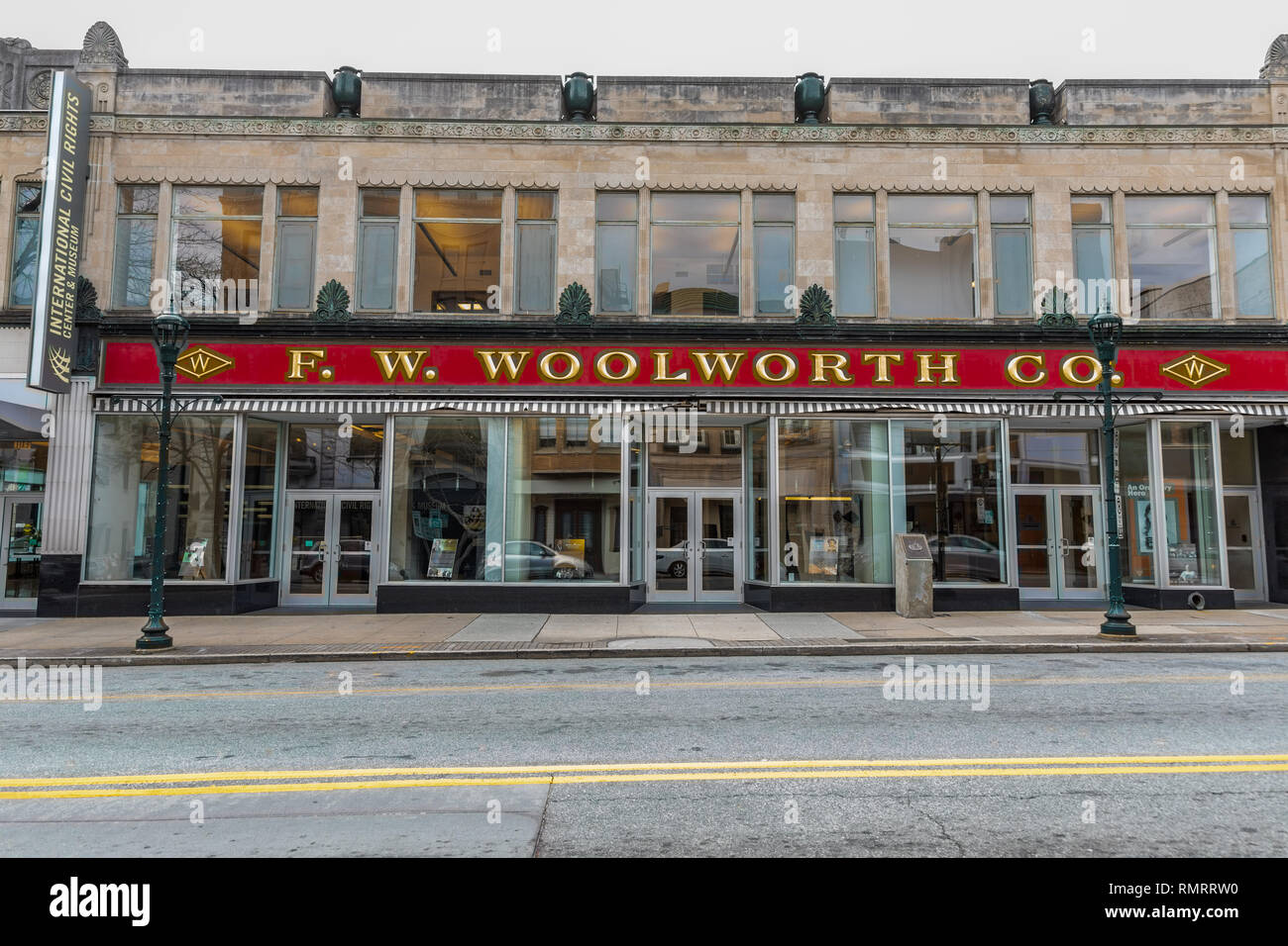 GREENSBORO, NC, USA-2/14/19: The F W. Woolworth building where the first 'sit-in' for integragtion occurred in 1960. Stock Photo