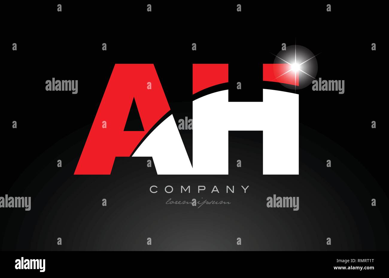 red white color alphabet letter combination ah a h logo icon design ...