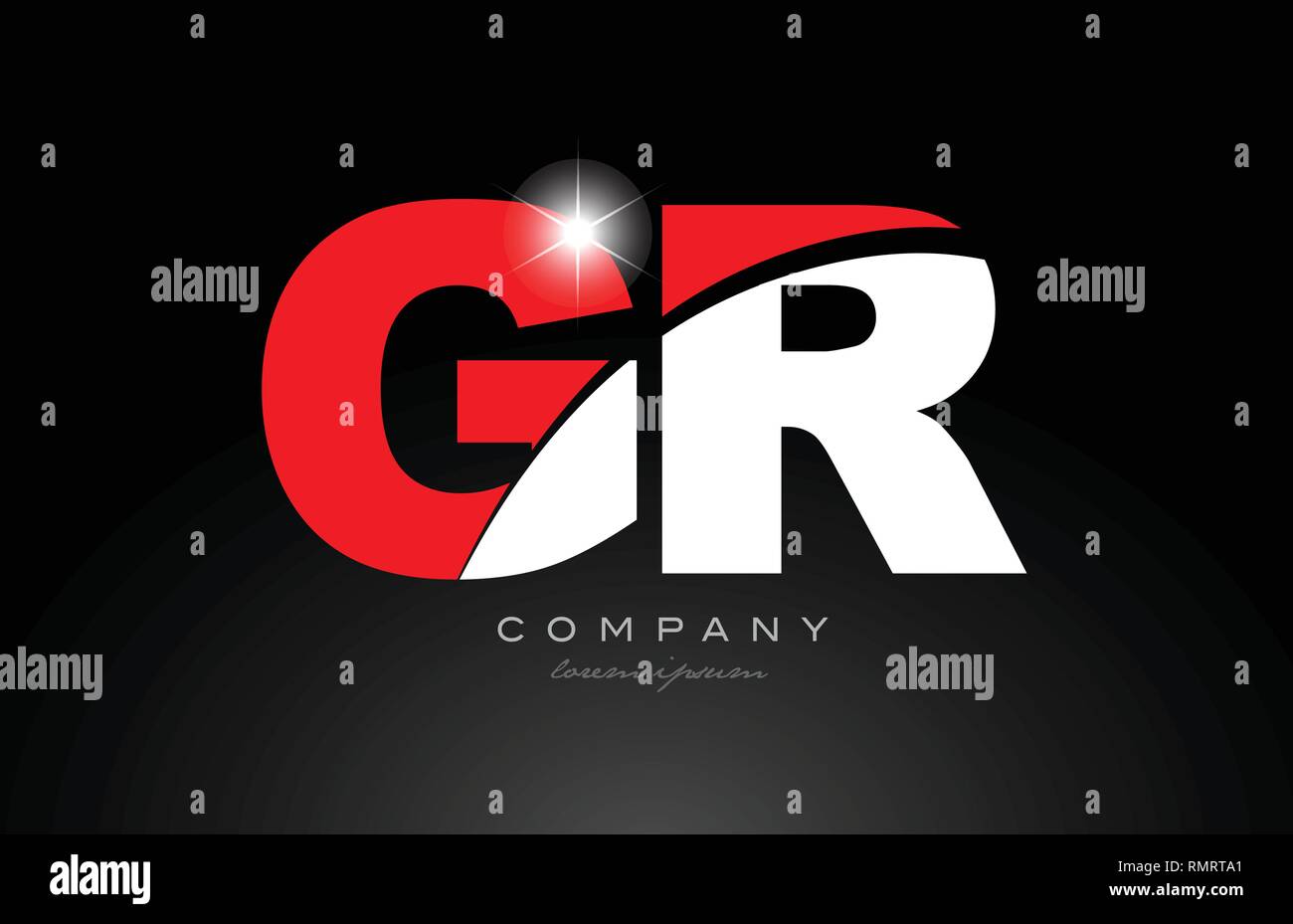 red white color alphabet letter combination gr g r logo icon design ...