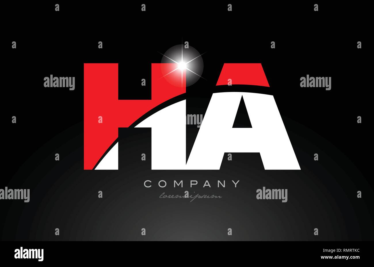 red white color alphabet letter combination ha h a logo icon design suitable for a company or business Stock Vector