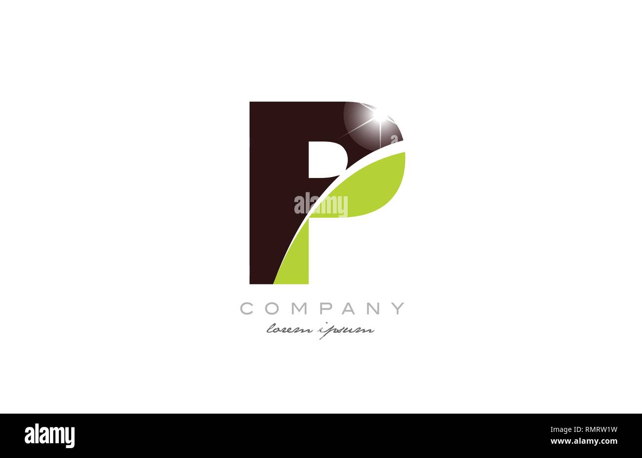 letter p alphabet logo icon design with green and brown color suitable ...