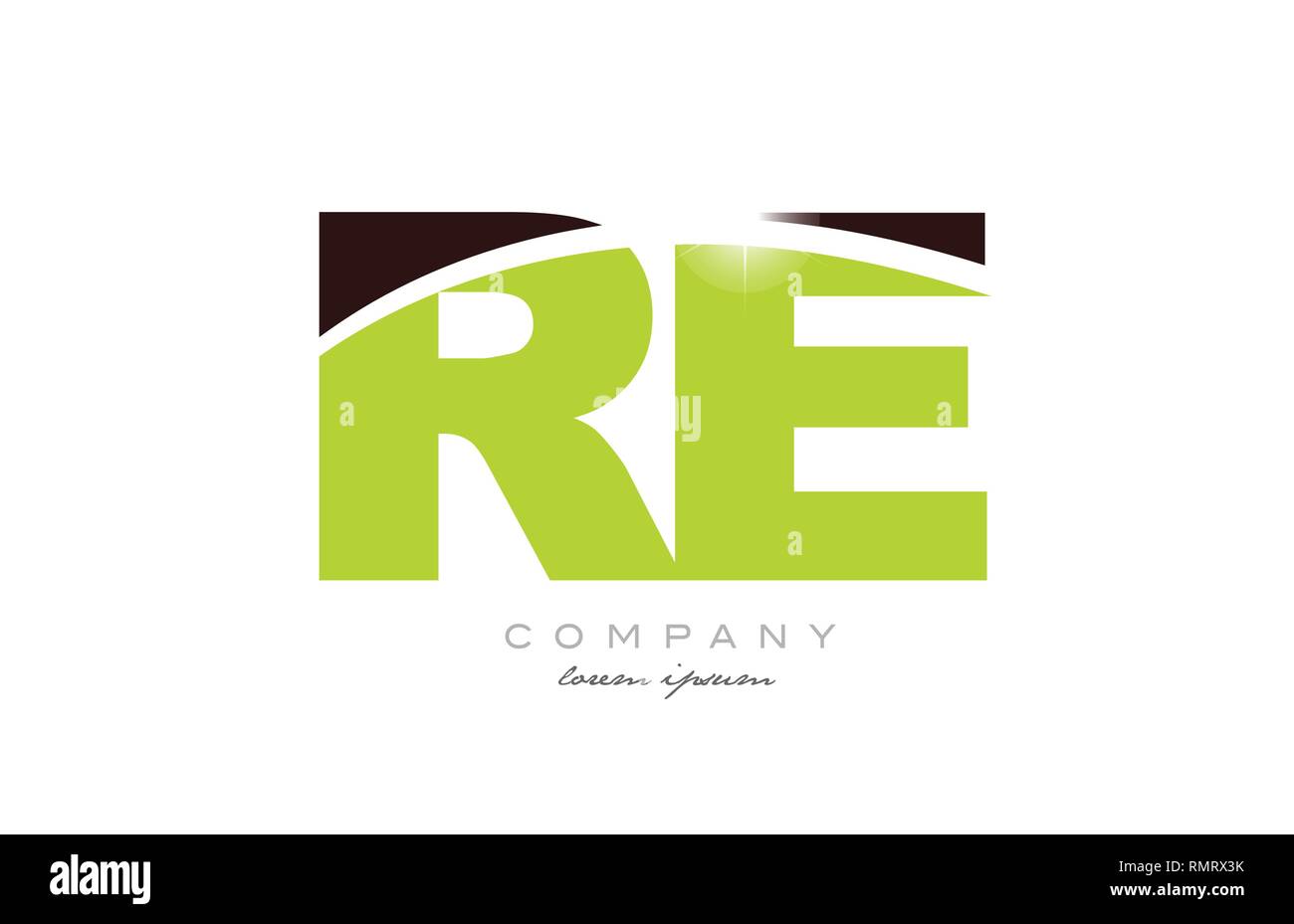 letter re r e alphabet combination logo icon design with green and ...