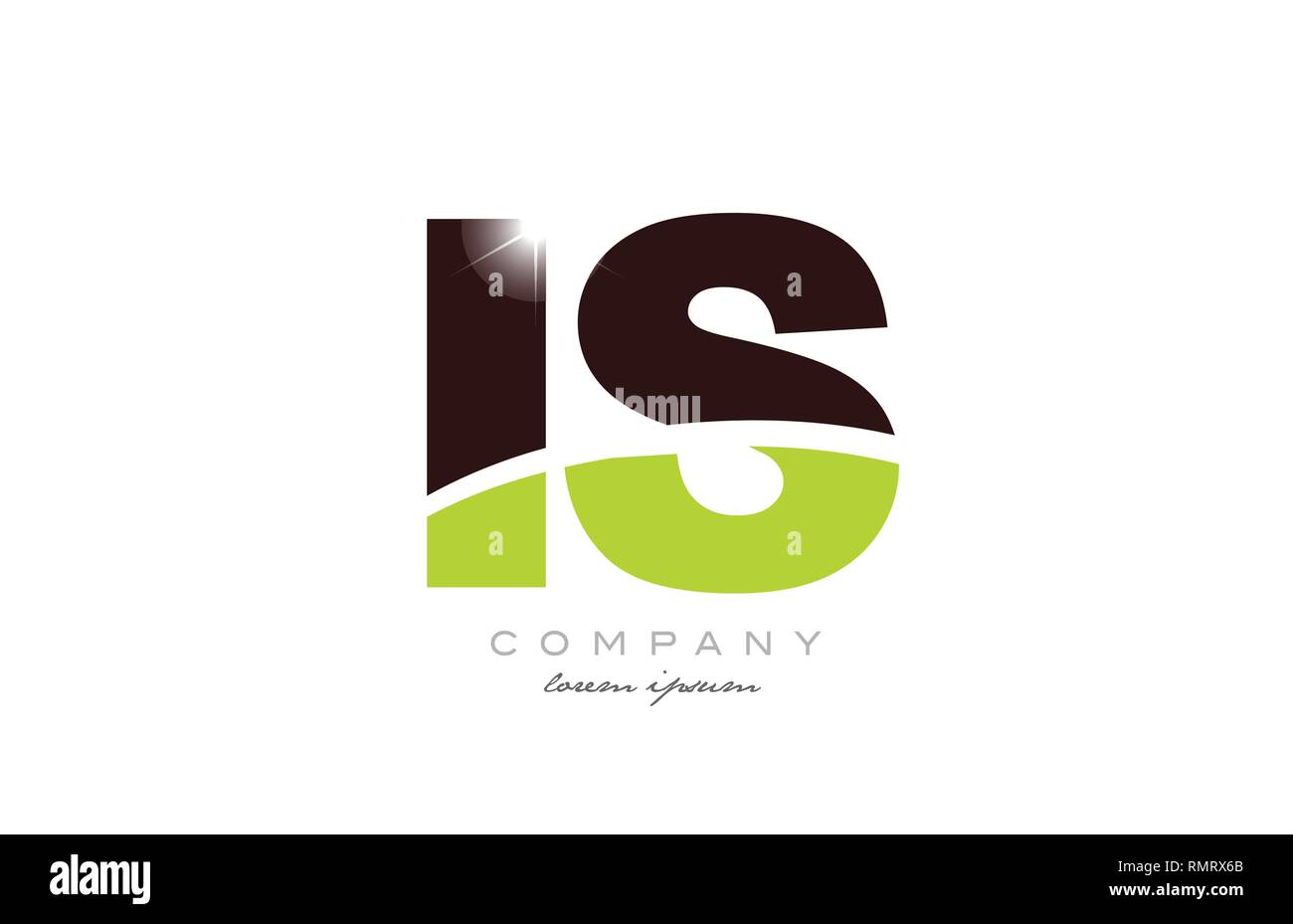 letter is i s alphabet combination logo icon design with green and ...