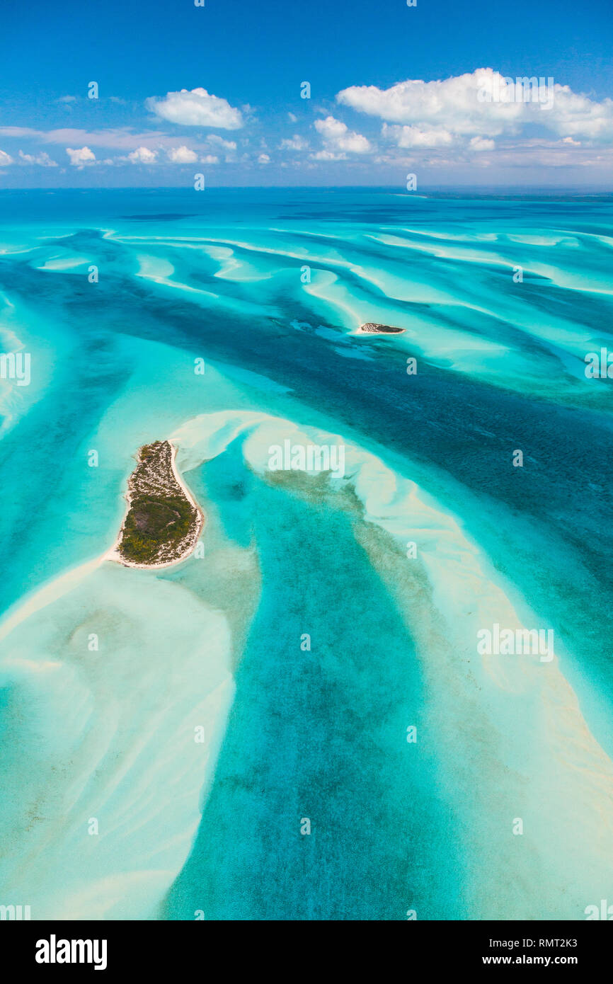 Aerial view, Eleuthera, Bahamas, America Stock Photo