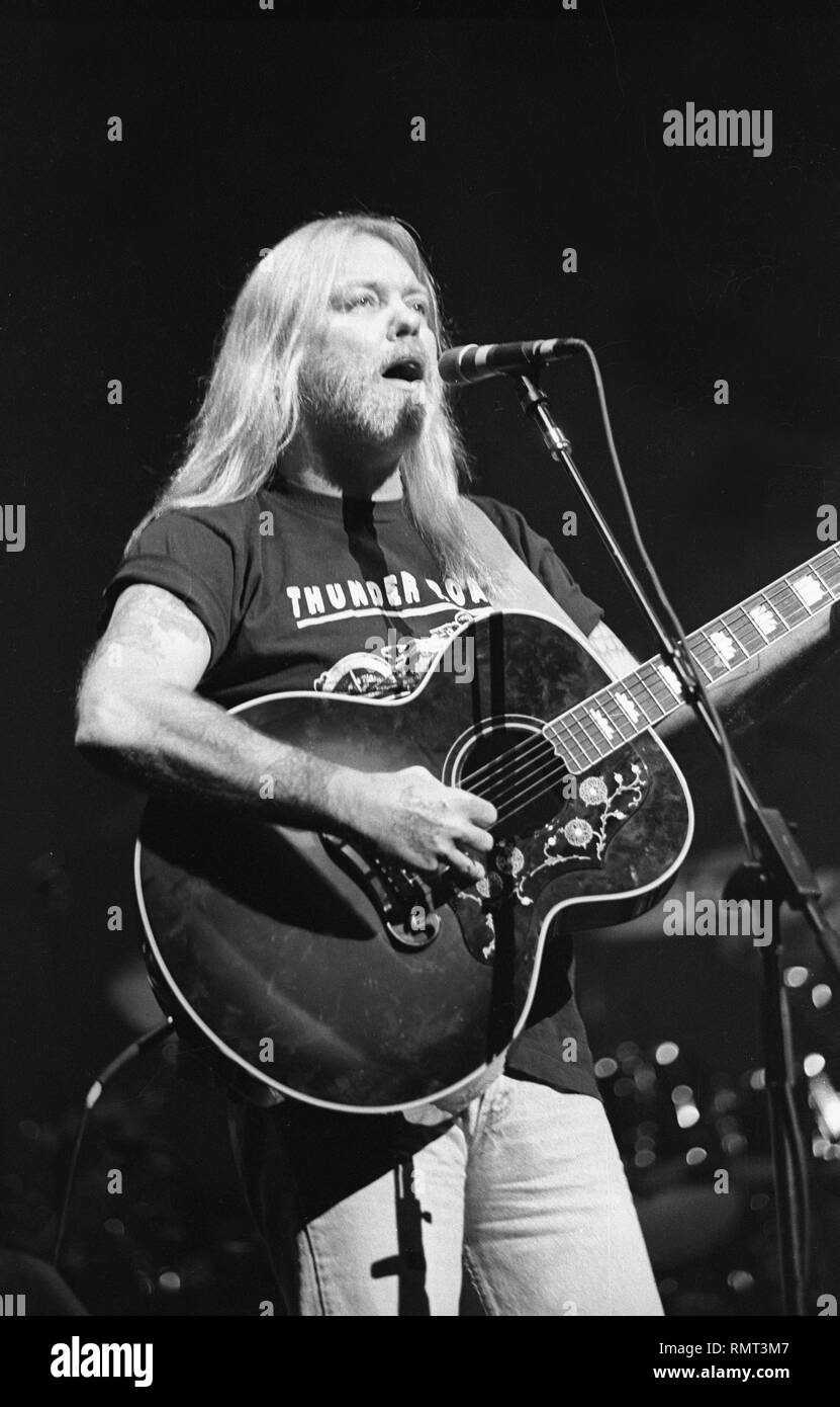 Gregg Allman is shown performing with the Allman Brothers Band during a 'live' concert appearance. Stock Photo
