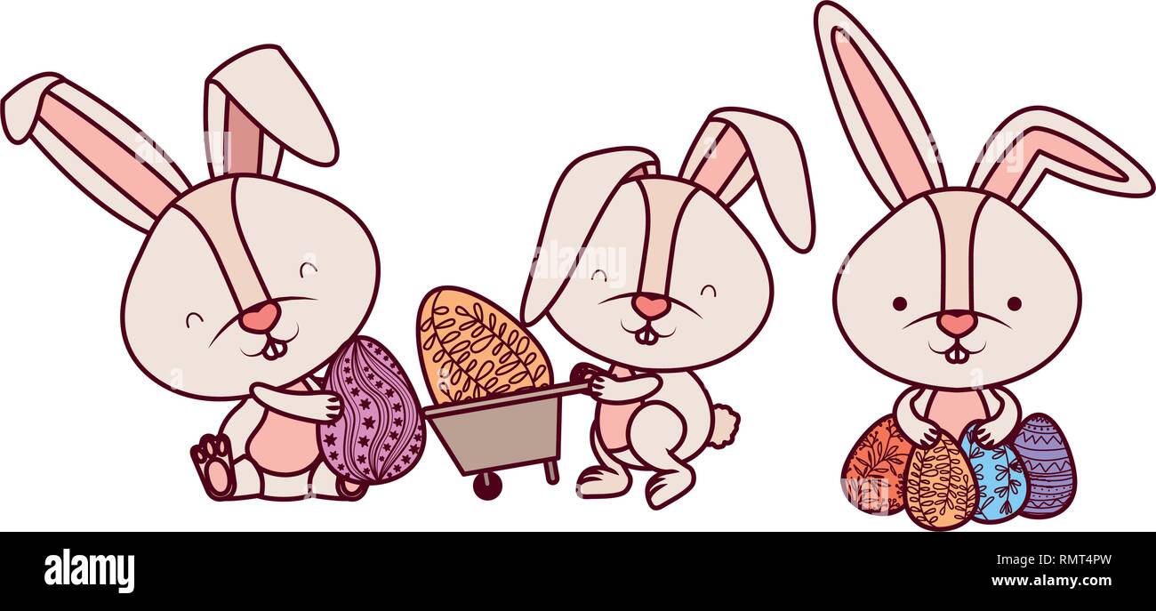 bunnies with wheelbarrow and easter egg icon Stock Vector Image & Art ...